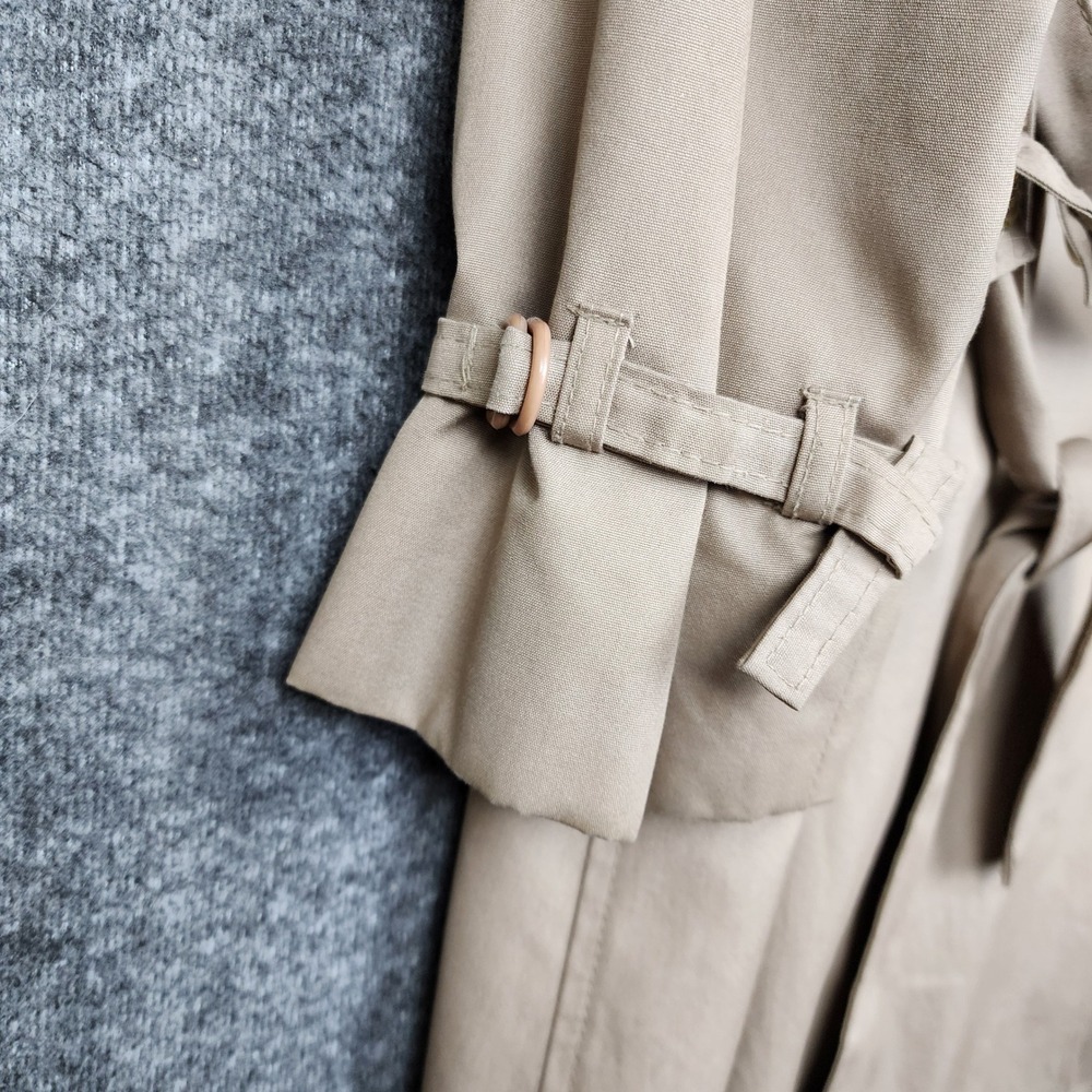 Unbranded Trench Coat Women Size L Beige Longline Hooded Belted Classic Jacket - Picture 7 of 15